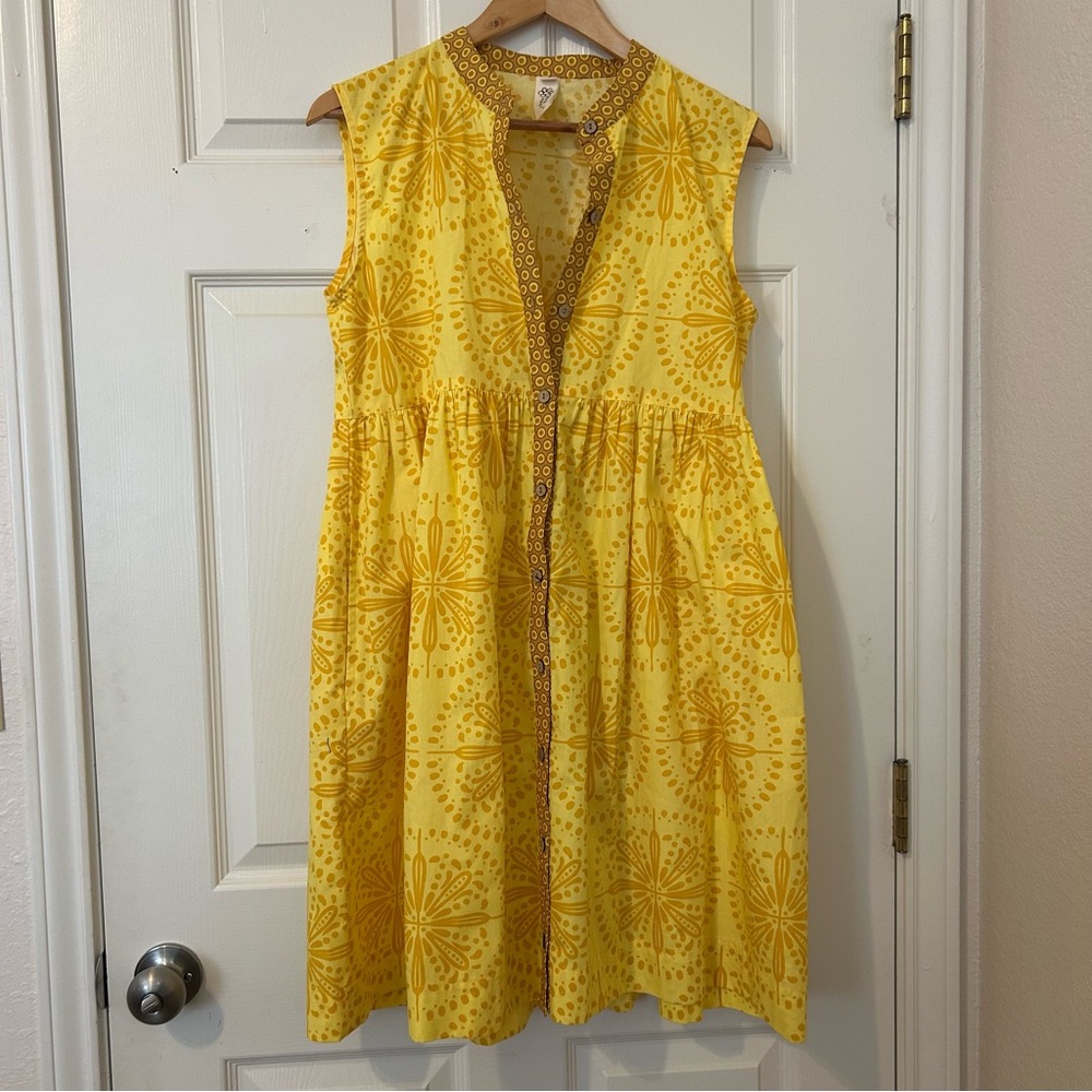 Uncle Frank yellow button sleeveless dress sz small